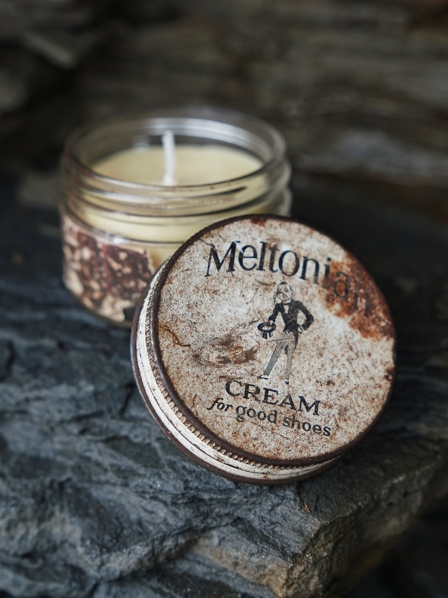 Vintage Boot Polish Tin Candle - 100% Natural Wax