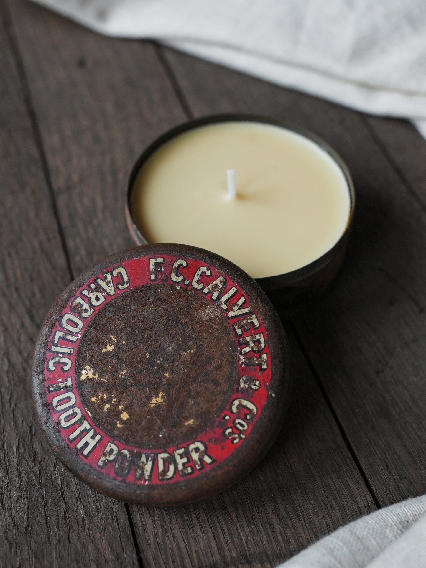 Carbolic Tooth Powder Vintage Tin Candle - 100% Natural Wax