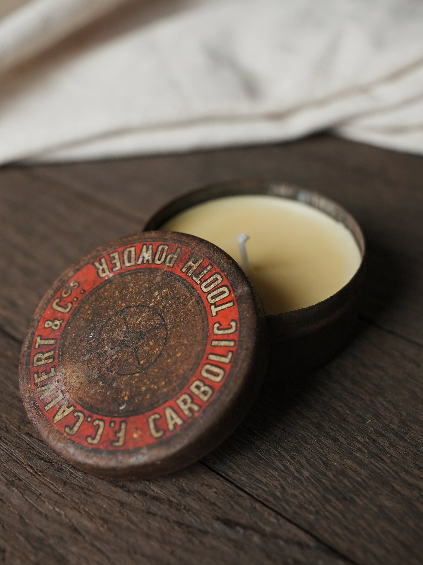 Carbolic Tooth Powder Vintage Tin Candle - 100% Natural Wax