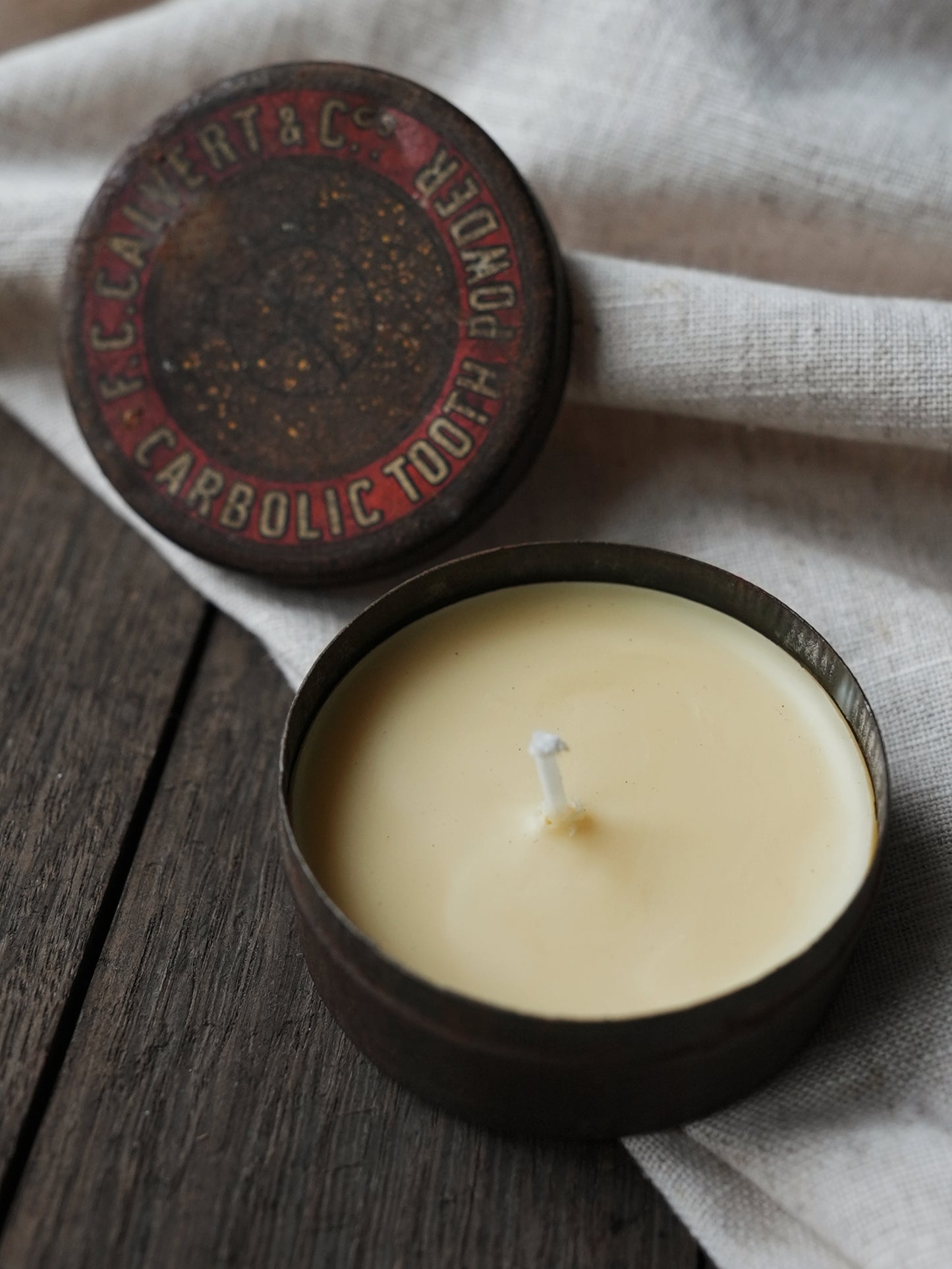 Carbolic Tooth Powder Vintage Tin Candle - 100% Natural Wax
