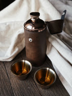 HUNTER'S SLOE GIN FLASK WITH SHOT CUPS