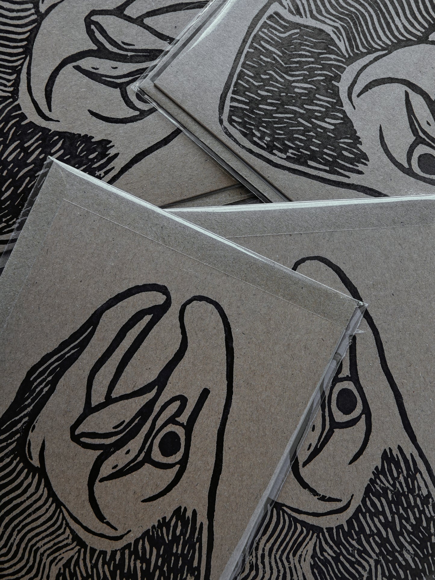Salmon's Heed Lino Print Greeting Cards A6