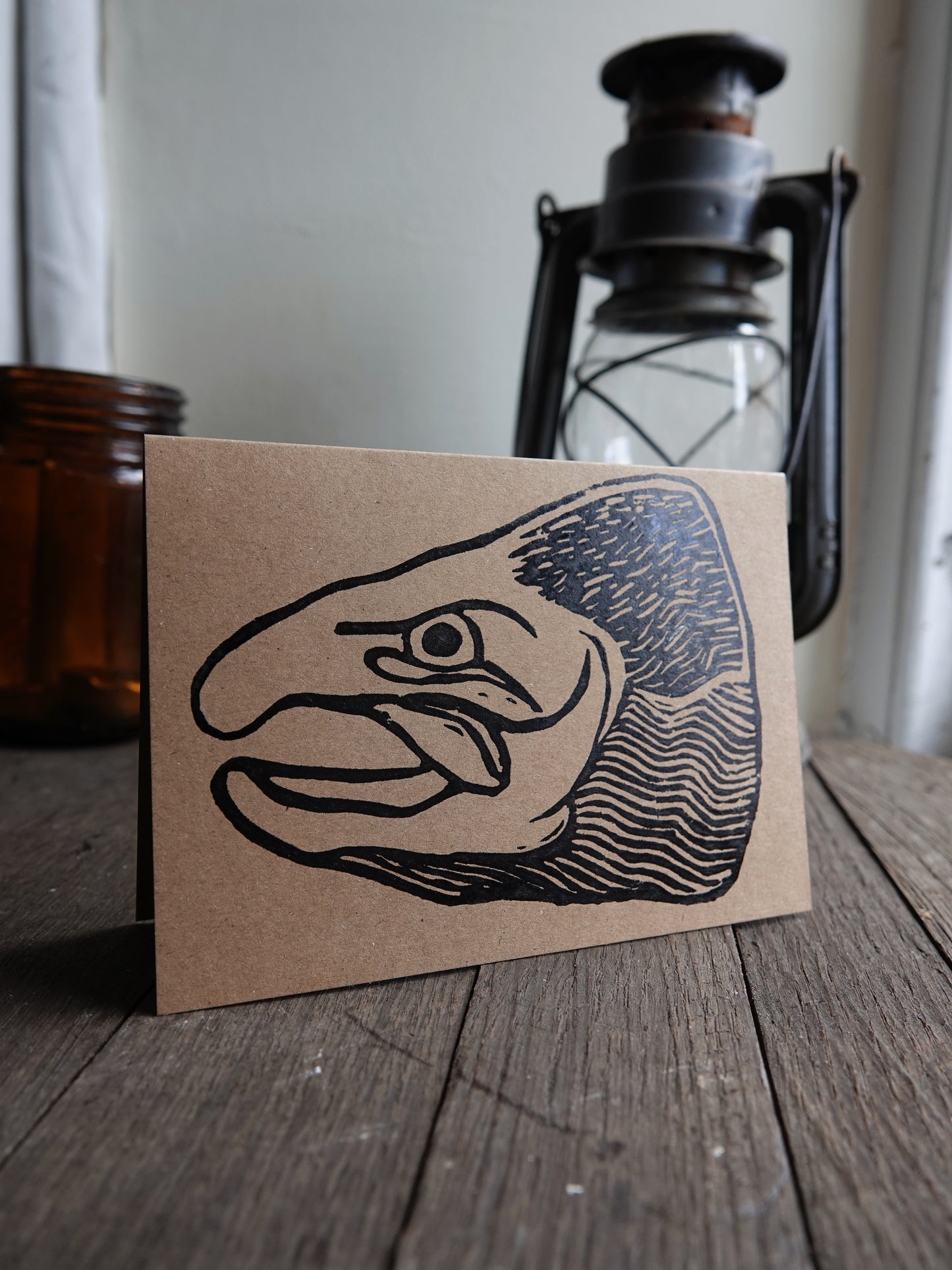 Salmon's Heed Lino Print Greeting Cards A6