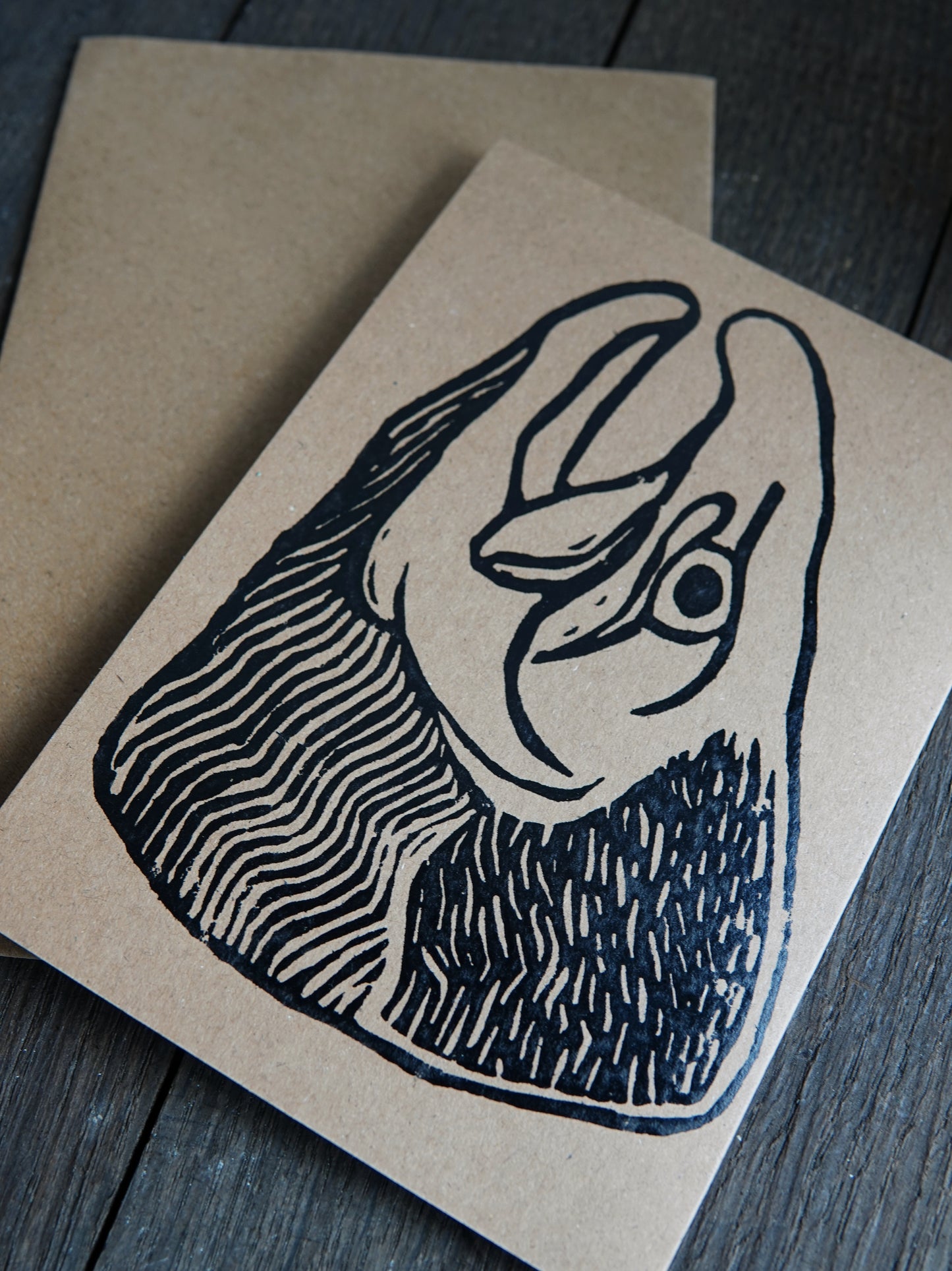 Salmon's Heed Lino Print Greeting Cards A6